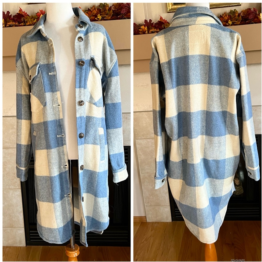 Blank NYC Blue Checkered The Come Back Shacket